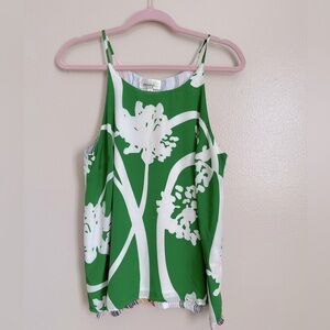 Anthropologie Porridge Elegant Green Floral Tank Top size med